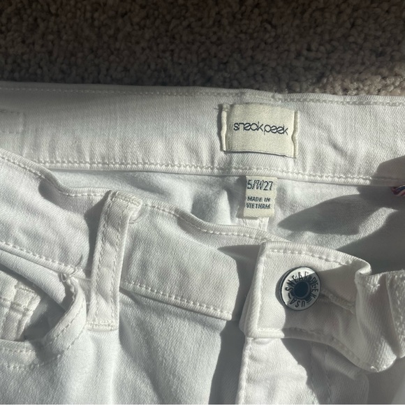 Sneak Peek High Rise Distressed White Jeans - Picture 2 of 3